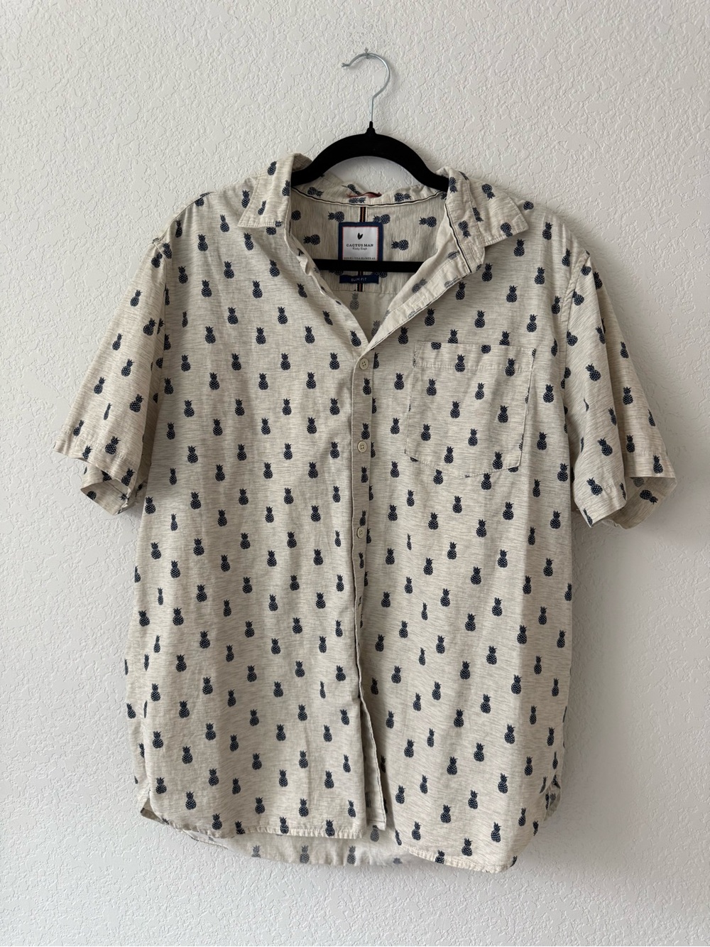Cactus Man Men’s Short-Sleeve Pineapple Print Shirt